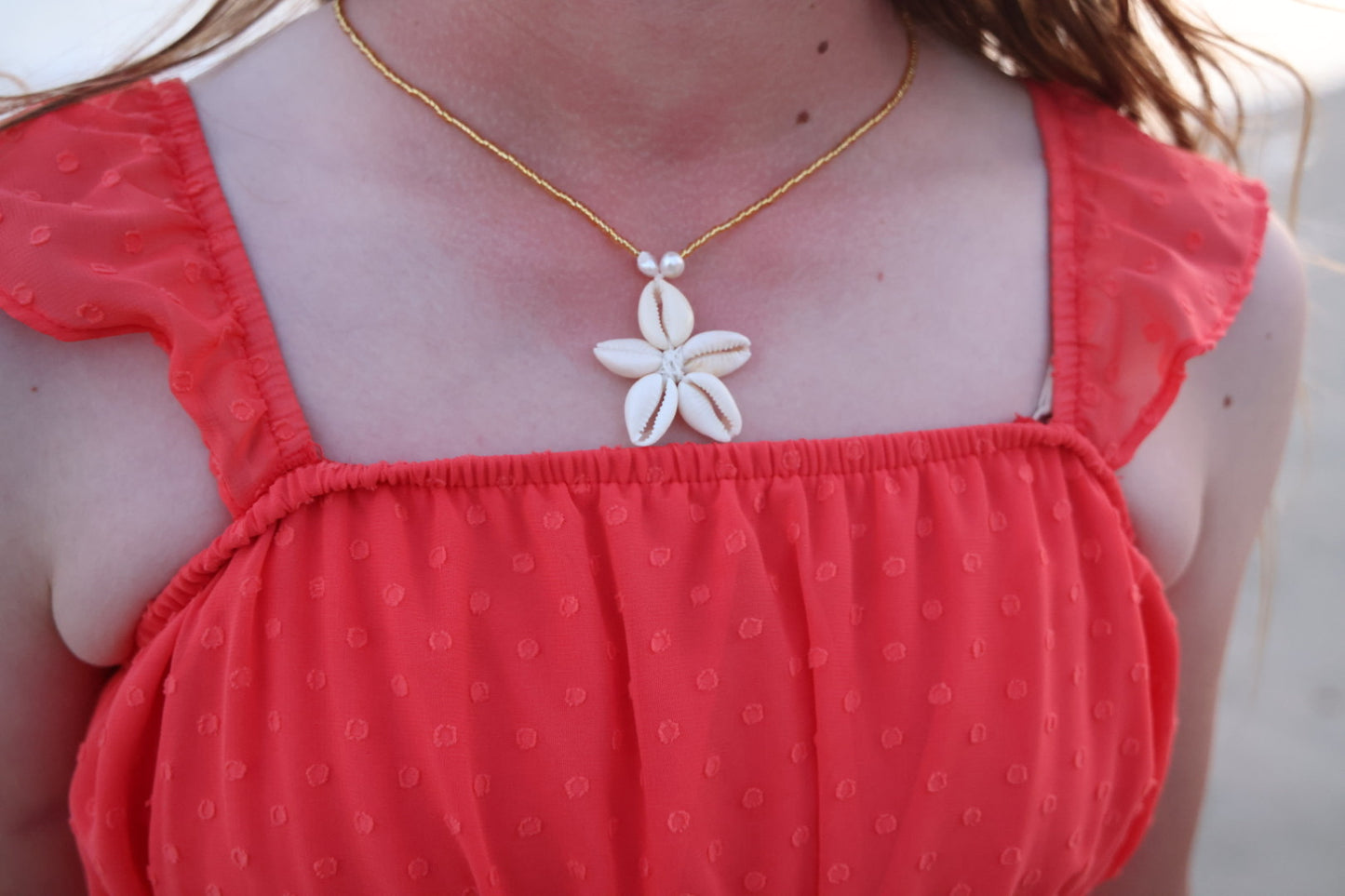 Golden star shell necklace