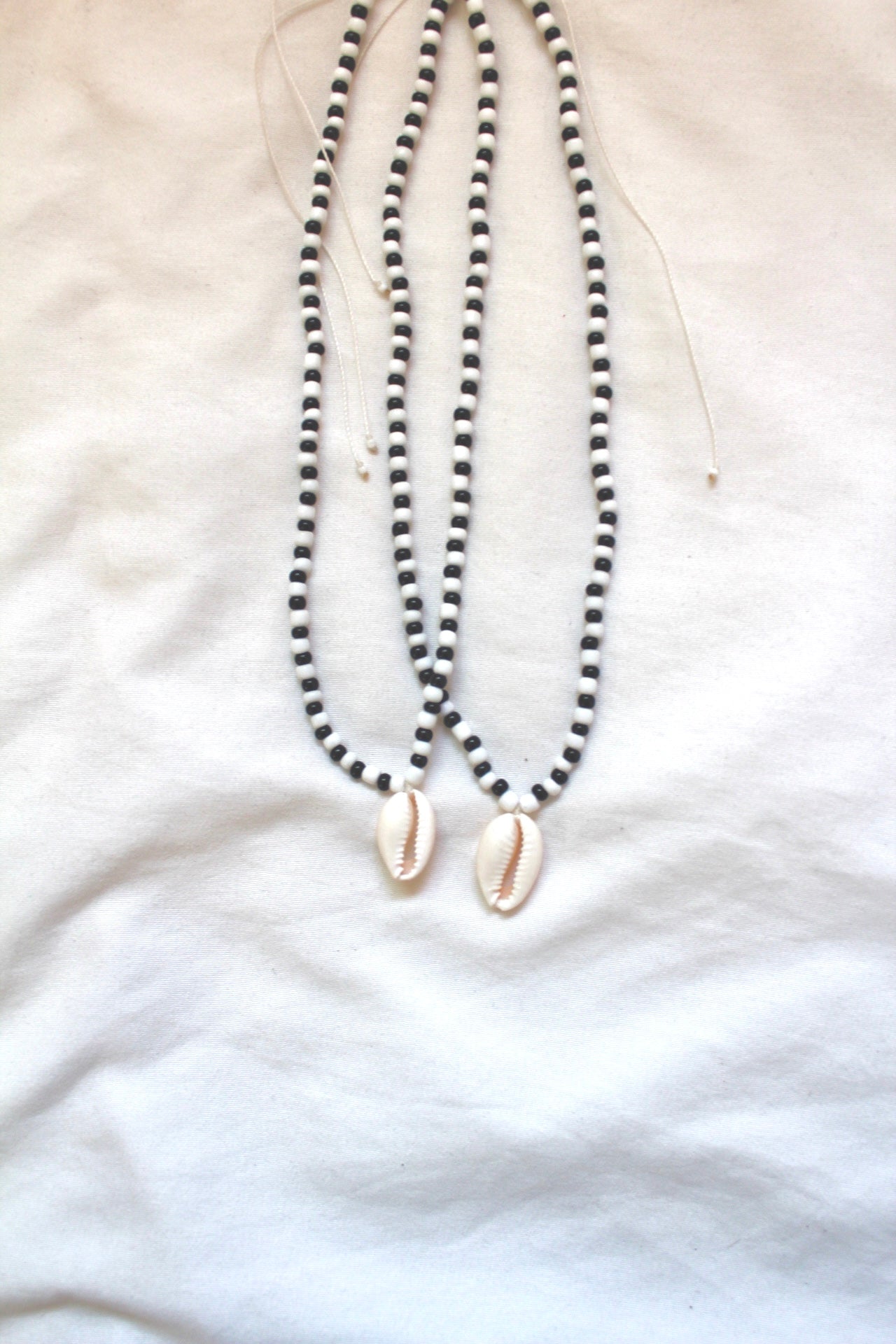 Black and white shell necklace