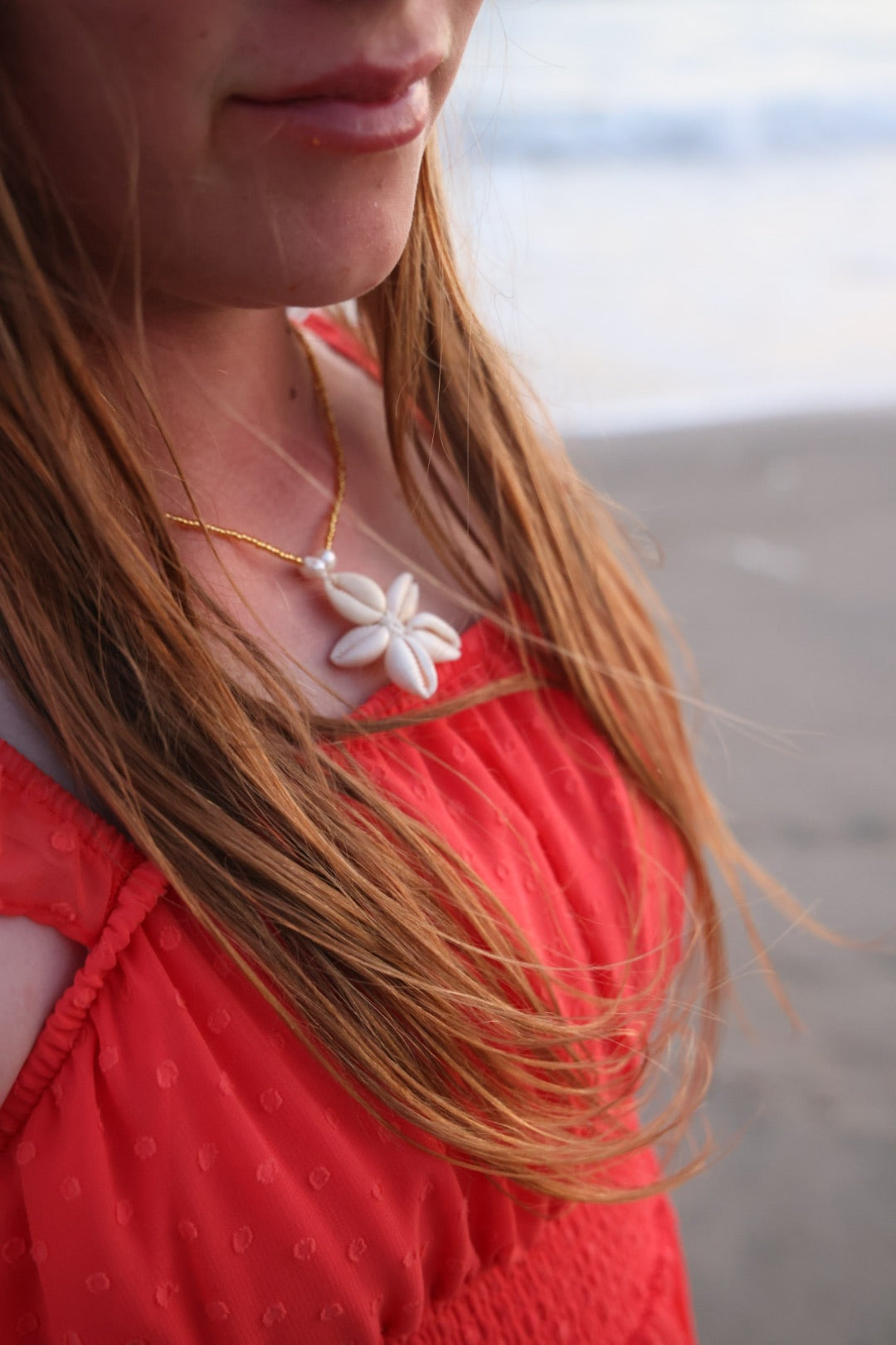Golden star shell necklace