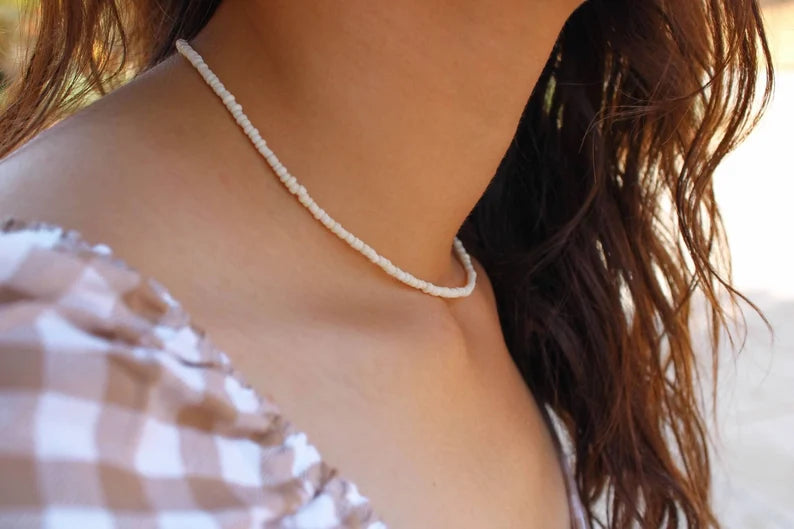 White seed bead necklace